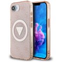 Guess IML Metal Glitter 4G Circle Triangle MagSafe - Etui do iPhone 16e (różowy)