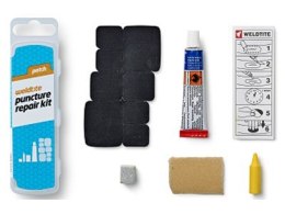 Zestaw łatek do dętek WELDTITE Patch Puncture Repair Kit (8x Łatka + Klej + Papier ścierny + Kreda + Kredka), Pudełko 25szt. (NE