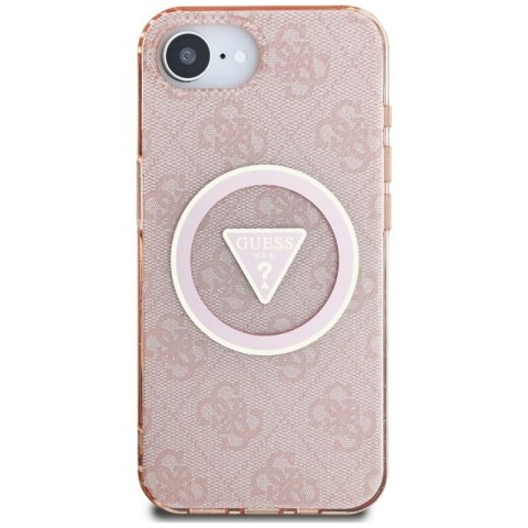 Guess IML Metal Glitter 4G Circle Triangle MagSafe - Etui do iPhone 16e (różowy)