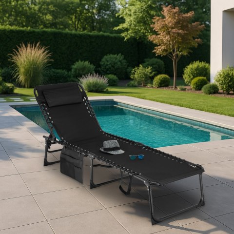 Leżak ogrodowy składany regulowany FENIKS czarny