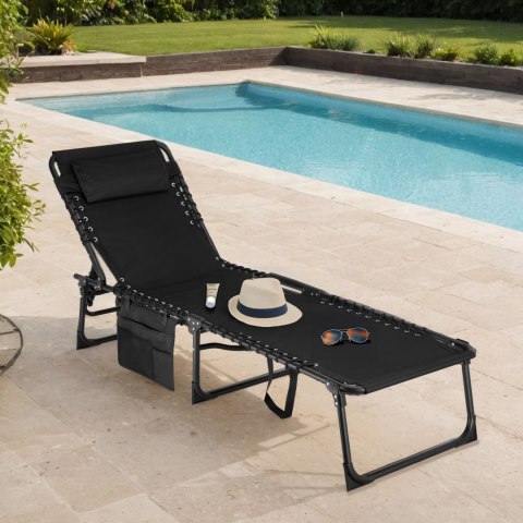 Leżak ogrodowy składany regulowany FENIKS czarny