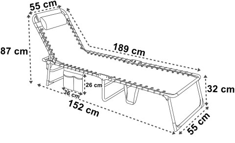 Leżak ogrodowy składany regulowany FENIKS czarny
