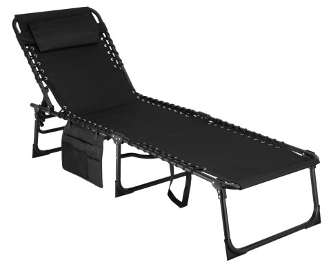Leżak ogrodowy składany regulowany FENIKS czarny