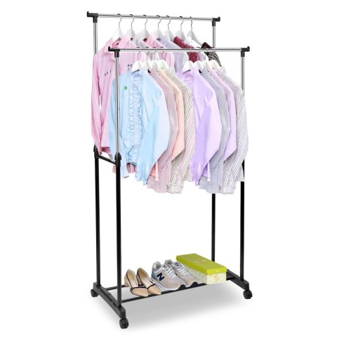 Wieszak stojący podwójny na kółkach WALERIA