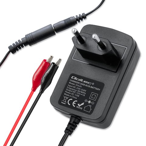 Qoltec Automatyczna ładowarka do akumulatora AGM GEL STD 6V | 1A | Prostownik z sygnalizatorem LED
