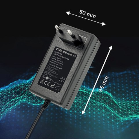 Qoltec Automatyczna ładowarka do akumulatora AGM GEL STD 6V 12V | 1.5A | Prostownik z sygnalizatorem LED