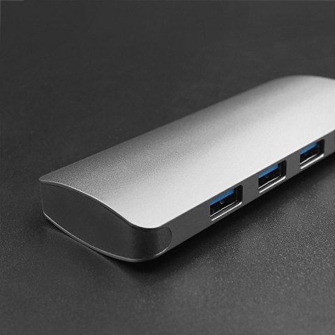 Qoltec Hub Adapter USB-C 3.1 5w1 | 4x USB 3.0 | DC
