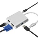 Qoltec Hub Adapter USB-C 3.1 4w1 | USB 3.0 | VGA | RJ45 | USB-C PD 92W