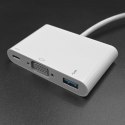 Qoltec Hub Adapter USB-C 3.1 3w1 | USB 3.0 | VGA | USB-C 3.1 PD 92W