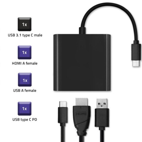 Qoltec Hub Adapter USB-C 3.1 5w1 | 4x USB 3.0 | micro USB