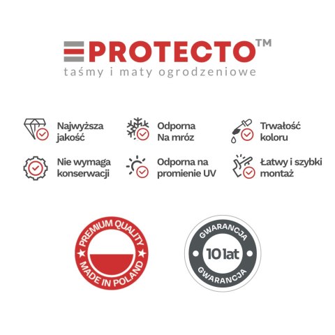 Taśma ogrodzeniowa PASKI 6 x 2,55mb SMART 19cm PROTECTO™ GRAFIT + 12 klipsów GRATIS