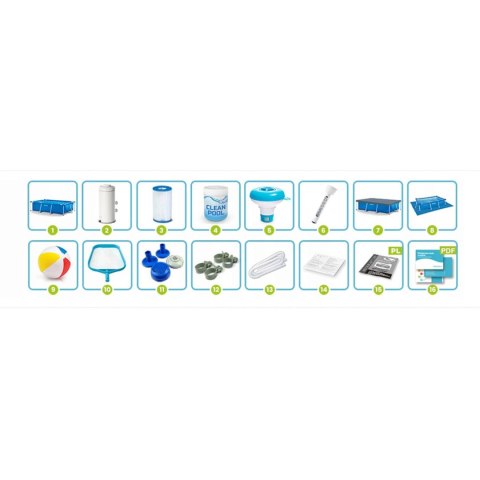Basen ogrodowy stelażowy 300 x 200 x 75 cm 15w1 INTEX 28272 + maszynka do baniek GRATIS