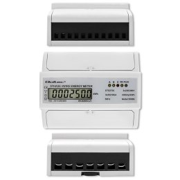 Qoltec Trójfazowy dwukierunkowy elektroniczny licznik | miernik zużycia energii na szynę DIN | 400V | 100A | LCD | 4P