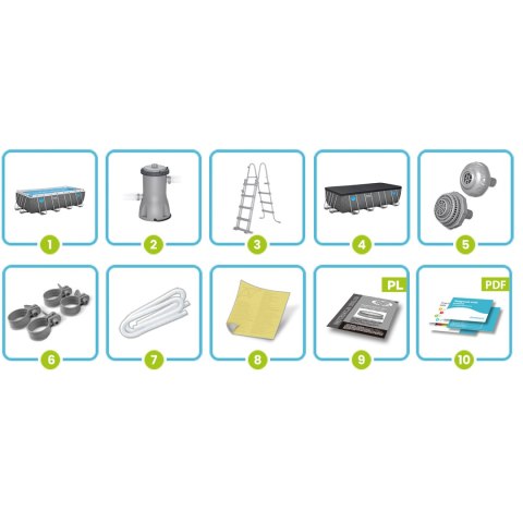 Basen ogrodowy stelażowy 488 x 244 x 122 cm 10w1 Bestway 561MB