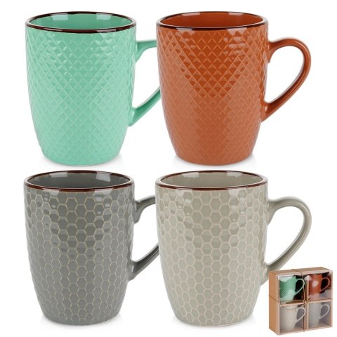 Zestaw Kubki Ceramiczne do Kawy Herbaty Dekoracyjne VILDE 400 ml 4 szt.