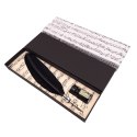 Zestaw do kaligrafii - czarne pióro gęsie ze stalówką + tusz - 1027