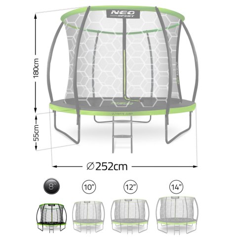 Trampolina ogrodowa profilowana 8ft/252cm z siatką wewnętrzną Neo-Sport