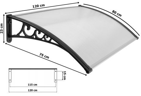 Daszek nad drzwi Sano 80x120cm czarny
