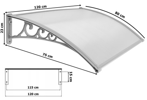 Daszek nad drzwi Sano 80x120cm szary