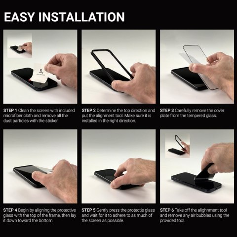 Crong Anti-Bacterial 3D Armour Glass - Szkło hartowane 9H Full Glue do iPhone 16 Plus / iPhone 15 Plus + ramka instalacyjna