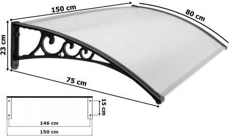 Daszek nad drzwi Beno 80x150cm czarny