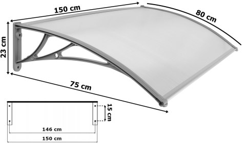 Daszek nad drzwi Eko 80x150cm szary