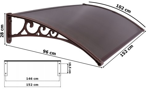 Daszek plastikowy Miko 100x150cm brązowy