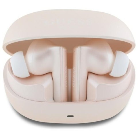 Guess Capsule Printed Logo - Słuchawki Bluetooth TWS ANC & ENC + etui ładujące (różowy)