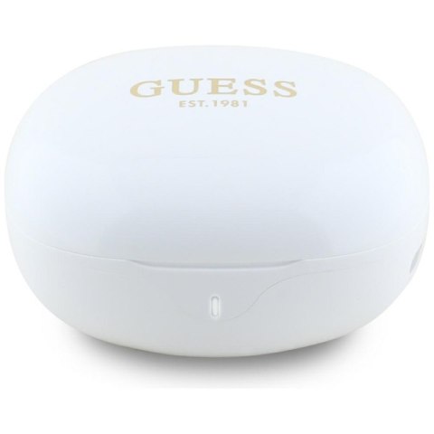 Guess Flat Classic Logo Electroplated - Słuchawki TWS + etui ładujące (biały)