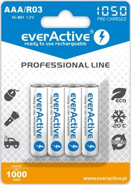 Akumulatorki AAA / R03 Ni-MH everActive 1050mAh Proffesional Line (box 4 szt.)