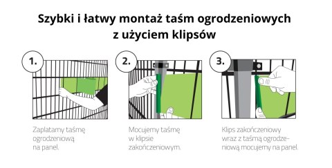 Klipsy do taśm ogrodzeniowych 10 szt. STANDARD BRĄZOWE