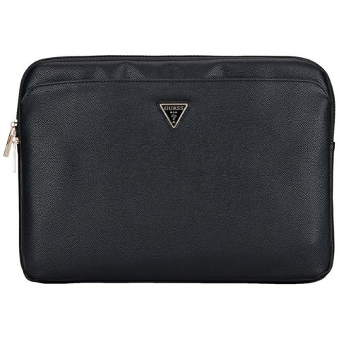 Guess Grained Zipper Pocket Triangle Logo Sleeve - Etui na notebooka 14" (czarny)