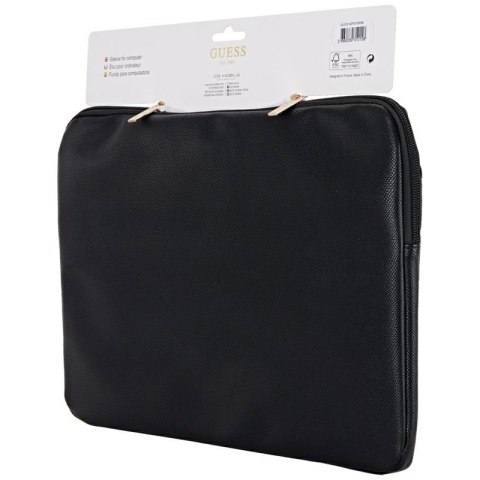 Guess Grained Zipper Pocket Triangle Logo Sleeve - Etui na notebooka 14" (czarny)