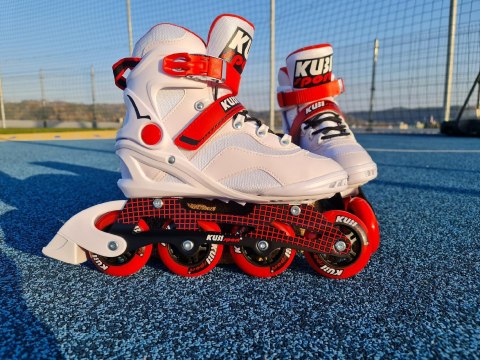 Rolki Damskie Męskie Białe Kauczukowe Solidne z Hamulcem KUBISPORT roz. 37