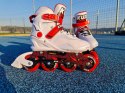 Rolki Damskie Męskie Białe Kauczukowe Solidne z Hamulcem KUBISPORT roz. 40