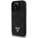 Guess Grained Hot Stamp Peony Triangle Logo MagSafe - Etui do iPhone 16 Pro Max (czarny)