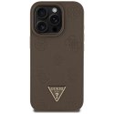 Guess Grained Hot Stamp Peony Triangle Logo MagSafe - Etui do iPhone 16 Pro (brązowy)