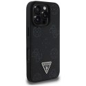 Guess Grained Hot Stamp Peony Triangle Logo MagSafe - Etui do iPhone 16 Pro (czarny)