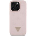 Guess Grained Hot Stamp Peony Triangle Logo MagSafe - Etui do iPhone 16 Pro (różowy)