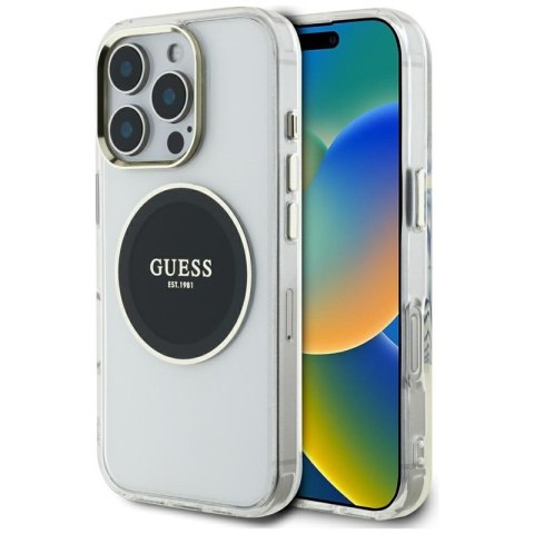 Guess IML Metal Colored Circle Classic Logo MagSafe - Etui do iPhone 16 Pro Max (czarny)