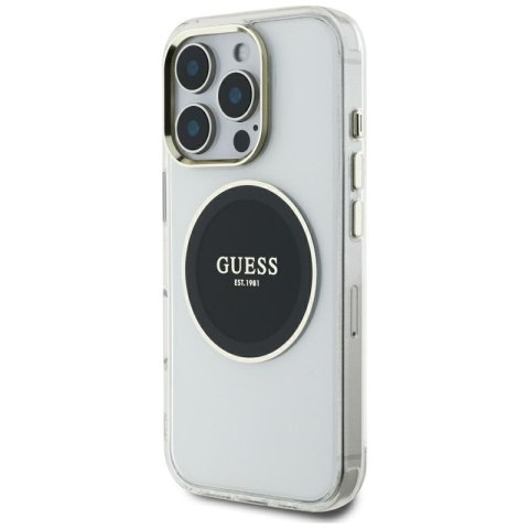 Guess IML Metal Colored Circle Classic Logo MagSafe - Etui do iPhone 16 Pro Max (czarny)