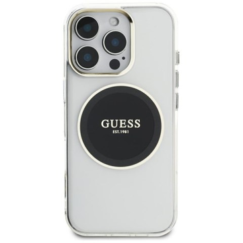 Guess IML Metal Colored Circle Classic Logo MagSafe - Etui do iPhone 16 Pro Max (czarny)