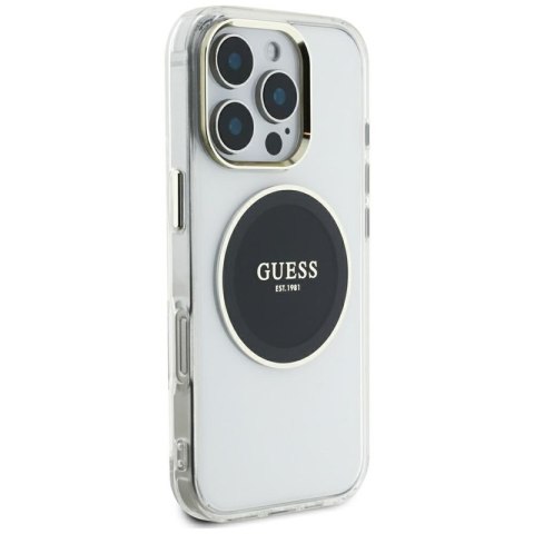 Guess IML Metal Colored Circle Classic Logo MagSafe - Etui do iPhone 16 Pro Max (czarny)