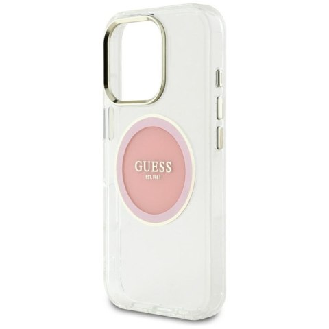 Guess IML Metal Colored Circle Classic Logo MagSafe - Etui do iPhone 16 Pro Max (różowy)