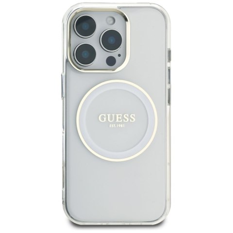 Guess IML Metal Colored Circle Classic Logo MagSafe - Etui do iPhone 16 Pro (biały)