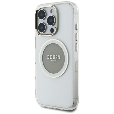 Guess IML Metal Colored Circle Classic Logo MagSafe - Etui do iPhone 16 Pro (szary)