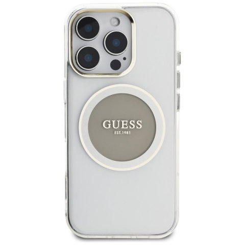 Guess IML Metal Colored Circle Classic Logo MagSafe - Etui do iPhone 16 Pro (szary)