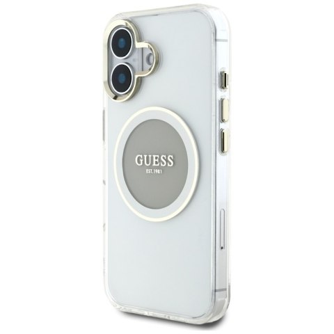 Guess IML Metal Colored Circle Classic Logo MagSafe - Etui do iPhone 16 (szary)