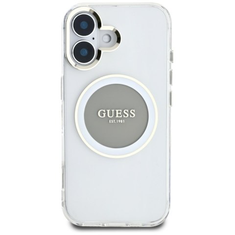 Guess IML Metal Colored Circle Classic Logo MagSafe - Etui do iPhone 16 (szary)