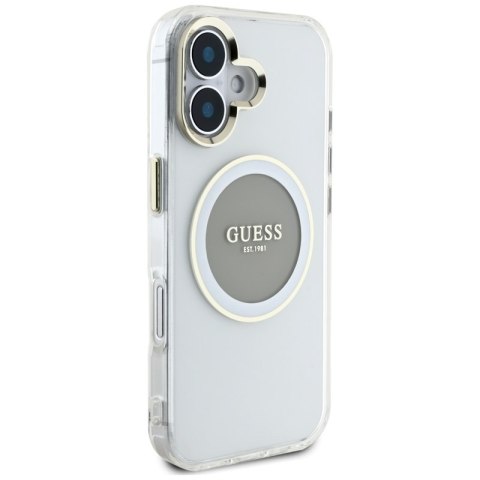 Guess IML Metal Colored Circle Classic Logo MagSafe - Etui do iPhone 16 (szary)